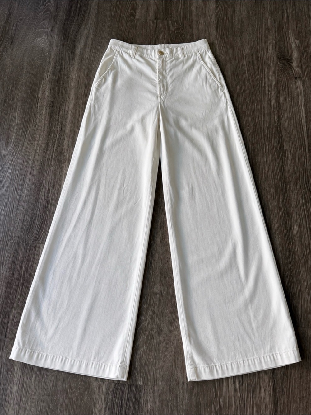 AG Adriano Goldschmied Caden Wide Leg Pants 27 Powder White Lyocell Blend